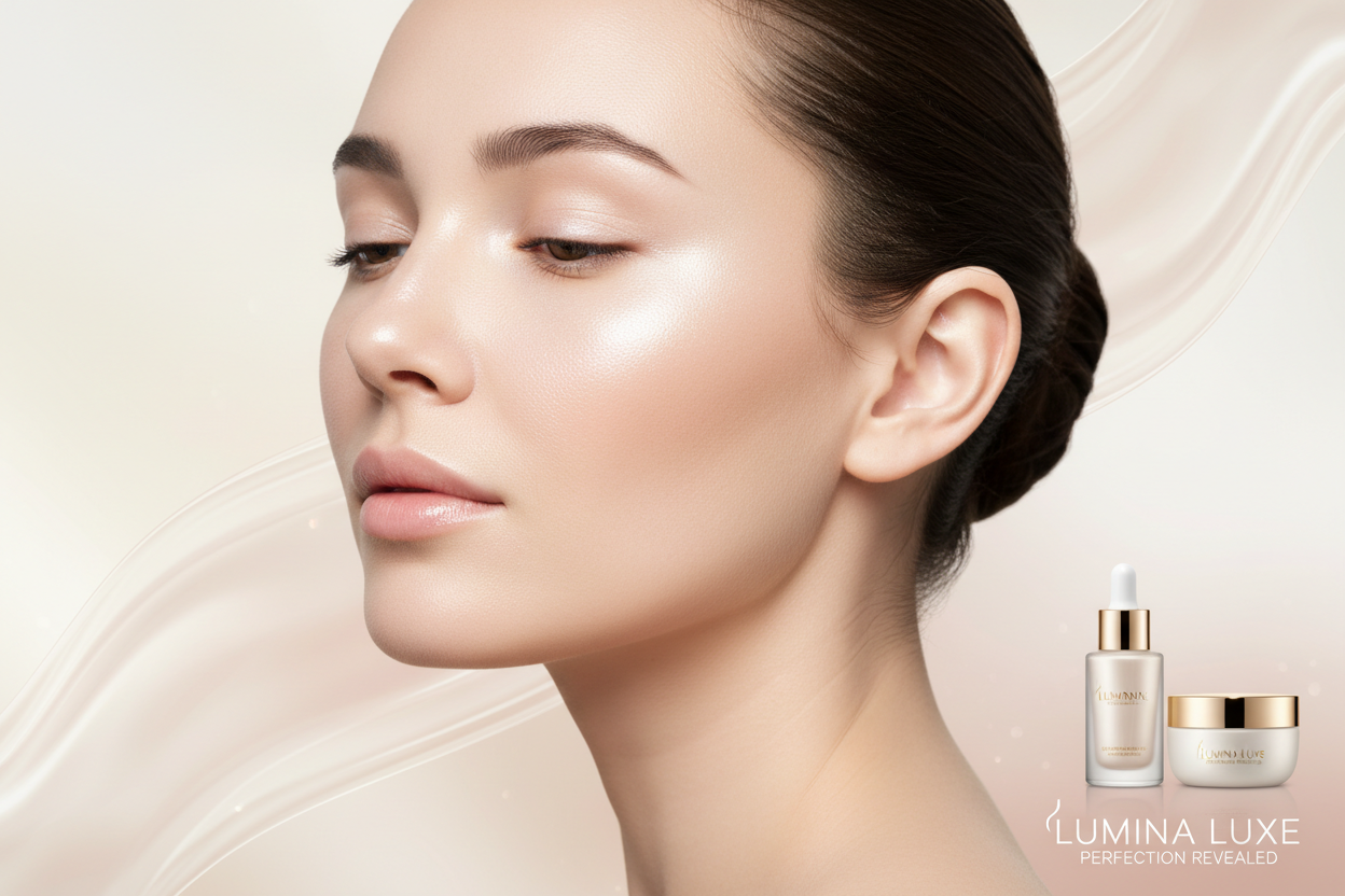 publicidad de piel perfecta gracias a comprar en nuestra tienda, imagen luminosa elegante y profesional, realista, 